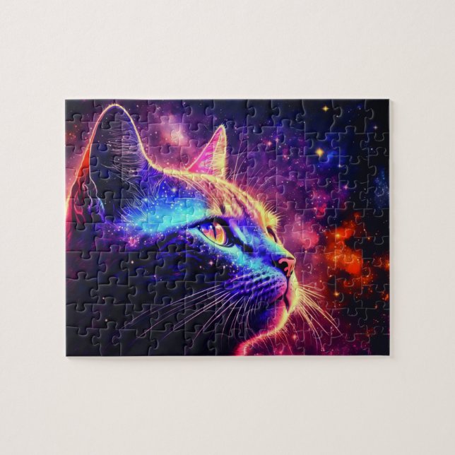 Colorful Cat Jigszle Puzzle Pussel (Horisontell)