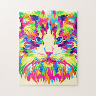 Colorful Cat Jigszle Puzzle Pussel
