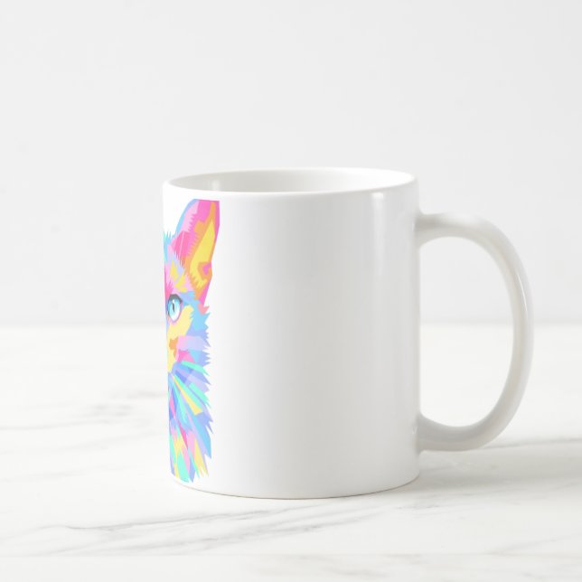 Colorful Cat Mug | Cute Artistic Cat Illustration  Kaffemugg (Höger)