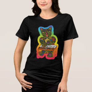 Colorful Cat Tangentbord Tee - Art by Carole Bibis