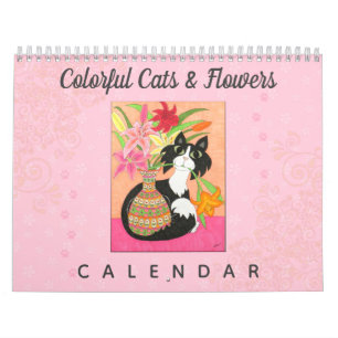 Colorful Cats Flowers Cute Girly Boho 2022 Art. Kalender