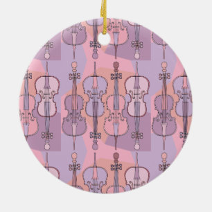 Colorful Cello Mönster Julgransprydnad Keramik