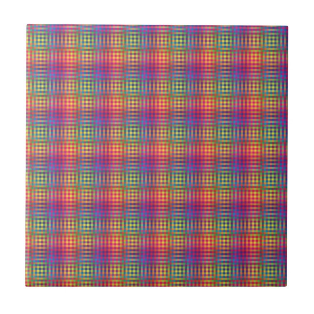 Colorful Checker Abstract Pattern Kakelplatta (Framsidan)
