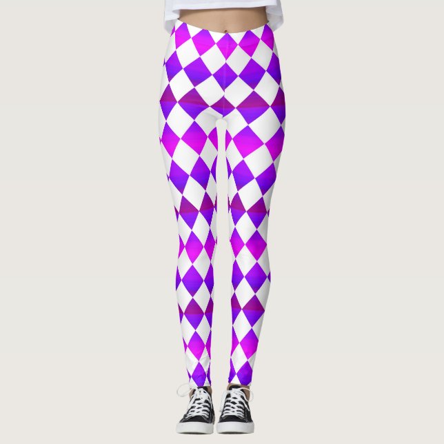 Colorful Checker Diamond Pattern Leggings (Framsida)