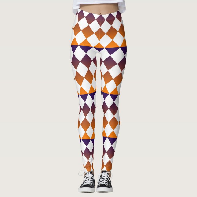Colorful Checker Diamond Pattern Leggings (Framsida)
