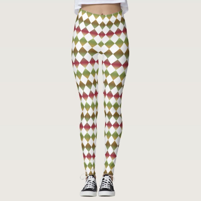 Colorful Checker Diamond Pattern Leggings (Framsida)