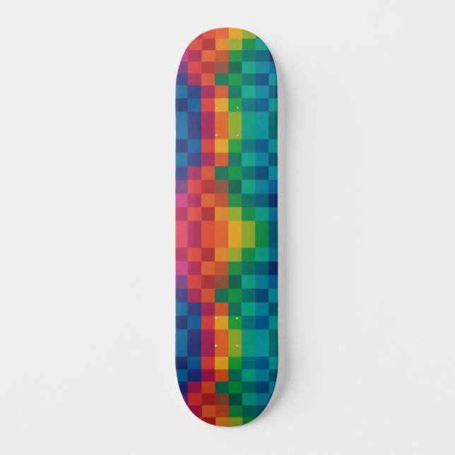 Colorful Checkered Pattern Mini Skateboard Bräda 18,5 Cm (Framsida)