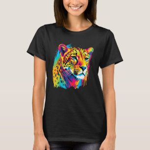 Colorful Cheetah Ansikte Animal Print Big Cat Wild T Shirt