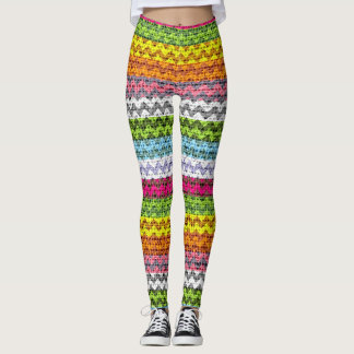 Colorful Chevron Mönster Burlap-titt #7 Leggings