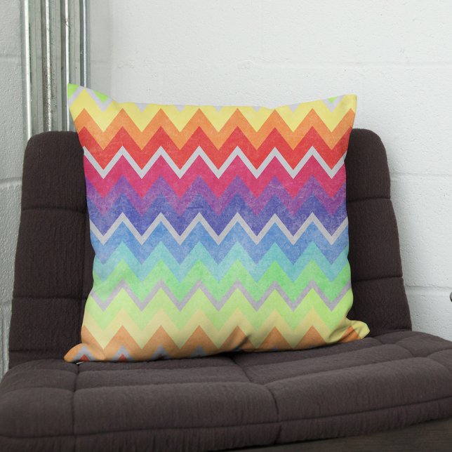 Colorful Chevron mönster Cute Rainbow färg Kudde (Skapare uppladdad)