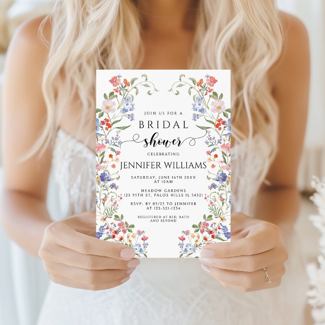 Colorful Chic Wildflower Wreath Bridal Shower Inbjudningar (Skapare uppladdad)