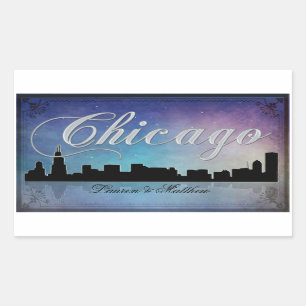 Colorful Chicago Illinois skyline Rektangulärt Klistermärke