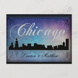 Colorful Chicago Illinois skyline Vykort