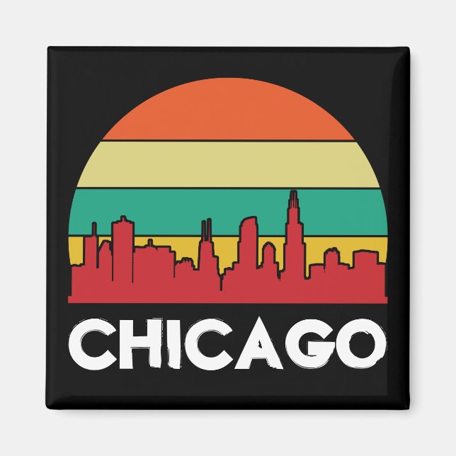 Colorful Chicago Windy City Cityscape Magnet (Framsidan)