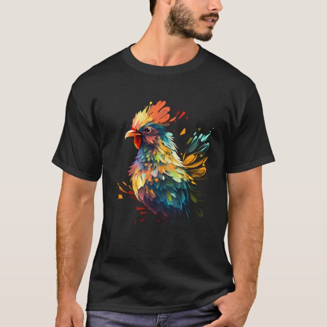 Colorful Chicken  Farm Animals Graphic T Shirt (Framsida)