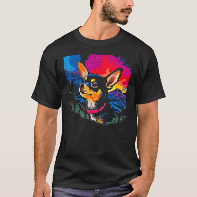 Colorful Chihuahua Dog T Shirt (Framsida)