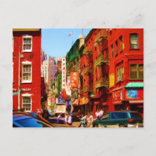 Colorful Chinatown Block NYC Vykort