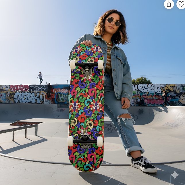 Colorful Chinese Floral Skateboard (Skapare uppladdad)