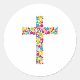 Colorful Christian Cross Runt Klistermärke