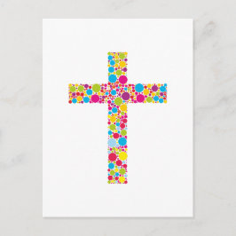 Colorful Christian Cross Vykort
