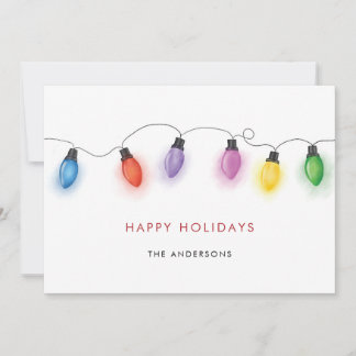 Colorful Christmas Bulbs Holiday Card Julkort