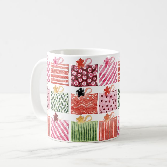 Colorful Christmas Gift Pattern Kaffemugg (Framsida vänster)