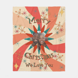 Colorful Christmas Photo Message Retro Sputnik Fleecefilt