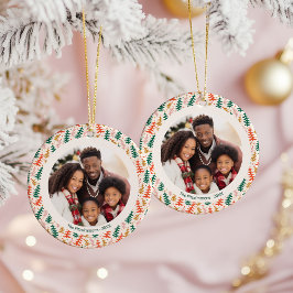 Colorful Christmas Tree 2 Sided Photo Julgransprydnad Keramik