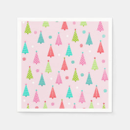 Colorful Christmas Tree Holiday Paper Napkin Pappersservett