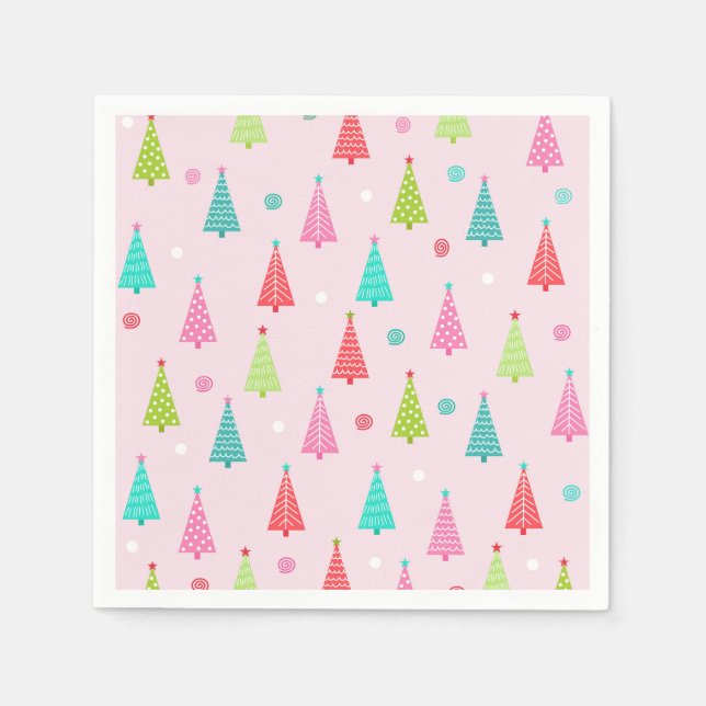 Colorful Christmas Tree Holiday Paper Napkin Pappersservett (Framsidan)