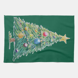 Colorful Christmas Tree Kökshandduk