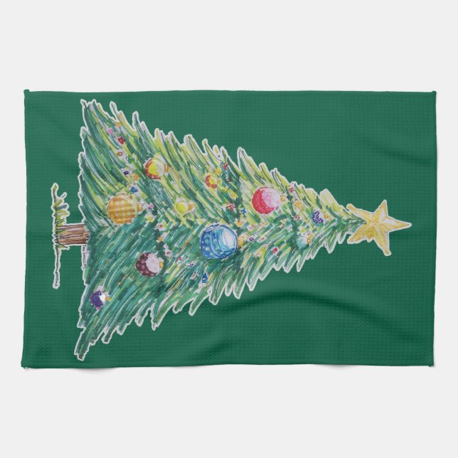 Colorful Christmas Tree Kökshandduk (Horisontell)