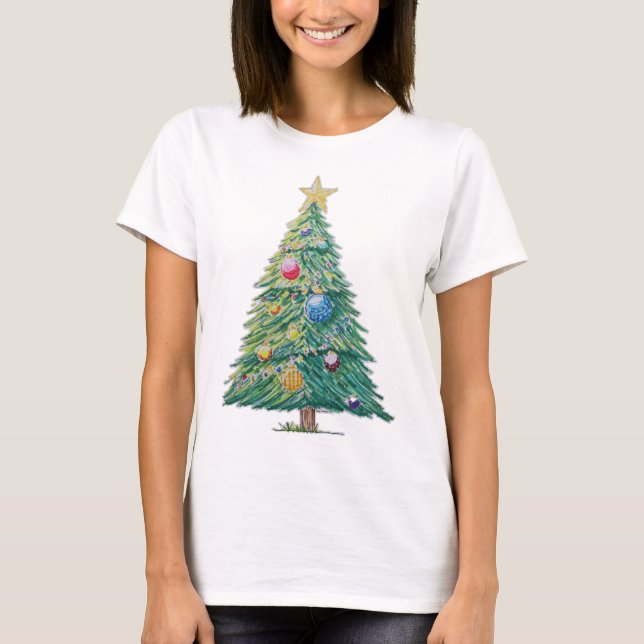 Colorful Christmas Tree T Shirt (Framsida)