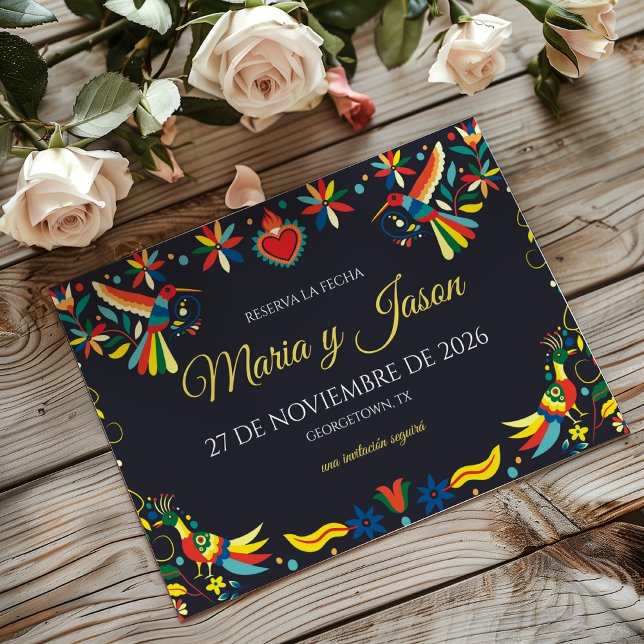 Colorful Cinco de Mayo Fiesta Spanish Wedding Spara Datumet (Colorful Cinco de Mayo Fiesta Spanish Wedding Save The Date)