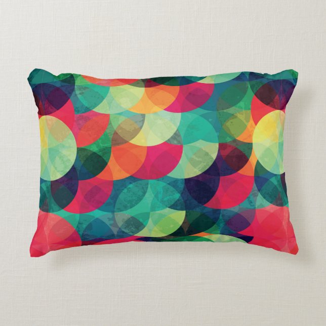 colorful circle seamless pattern with grunge effec prydnadskudde (Framsidan)