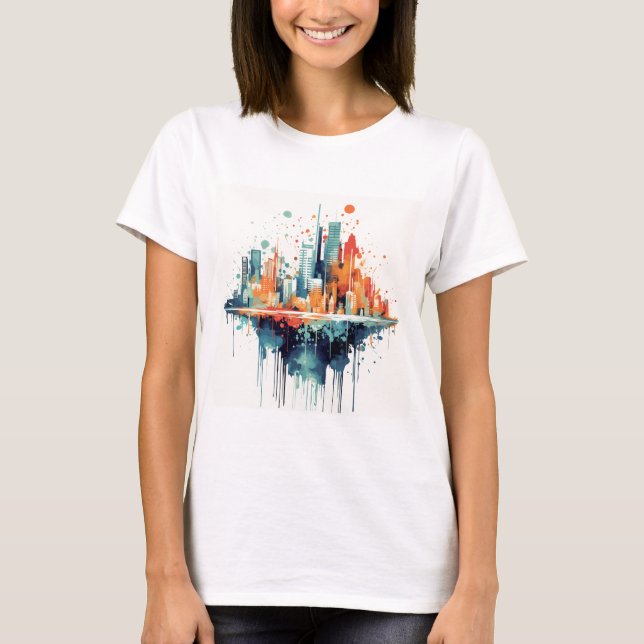 Colorful City Scape T Shirt (Framsida)