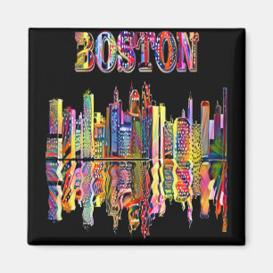 Colorful Cityscape of Boston Magnet