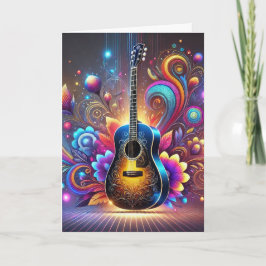 Colorful Classical Guitar Birthday Card Helgkort