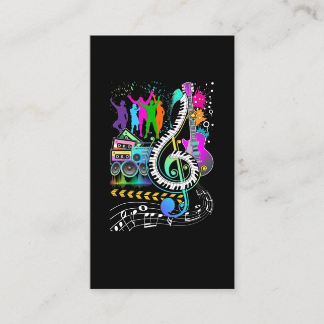 Colorful Clef Music Note Musician Pianist Visitkort (Framsida)