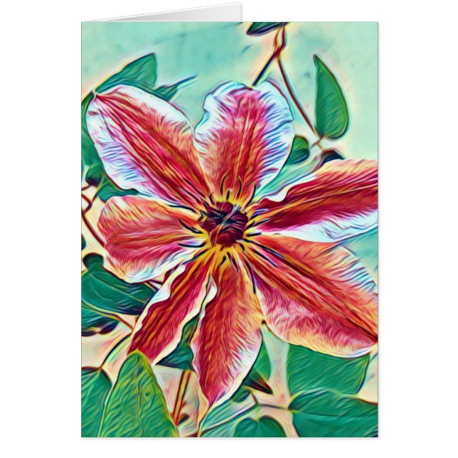 Colorful Clematis Art Hälsningskort (Framsidan)