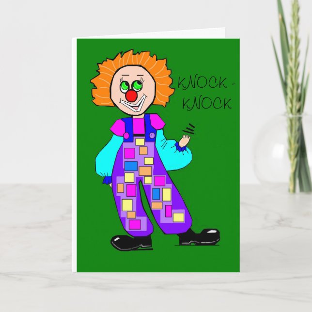 Colorful Clown Knock-knock Birthday Kort (Framsida)