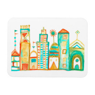 Colorful Clown Whimsical Village Magnet