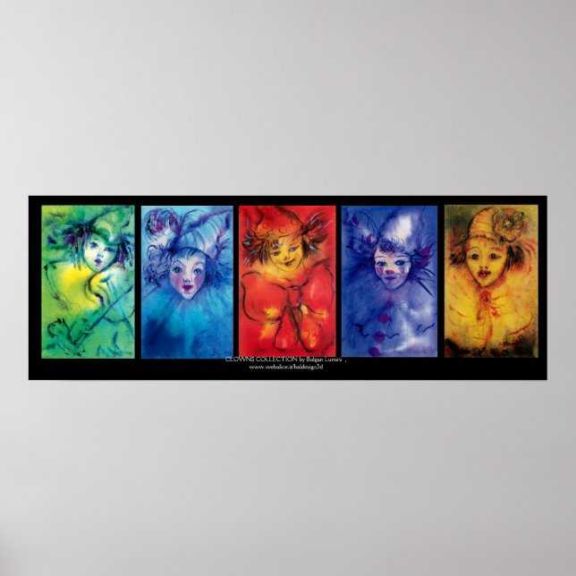 COLORFUL CLOWNS Venetian Masquearde Ansikte Poster (Framsidan)