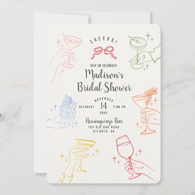 Colorful Cocktail Party Möhippa Party Inbjudan (Framsida)