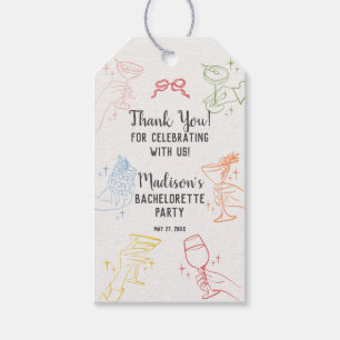 Colorful Cocktail Party Retro Bachelorette Favor Presentetikett