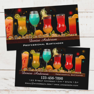 Colorful Cocktails Professionell Bartender Visitkort