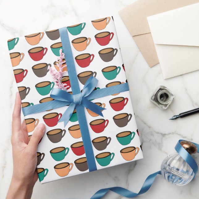 Colorful Coffee Cup Pattern Presentpapper (Gifting)