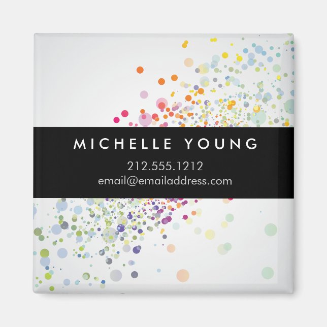 Colorful Confetti Bokeh on Grått Modern Magnet (Framsidan)