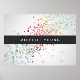 Colorful Confetti Bokeh on Grått Modern Poster