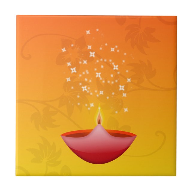 Colorful Contemporary Red Deepa Diwali Kakelplatta (Framsidan)